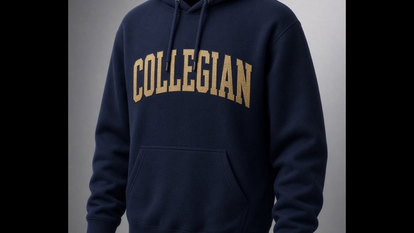 A folded hooded sweatshirt photographed against a plain background